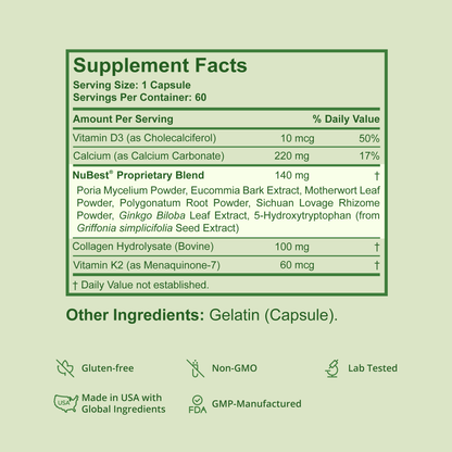 NuBest Tall 10+ Growth Support for Ages 10+ & Teens, 60 Capsules