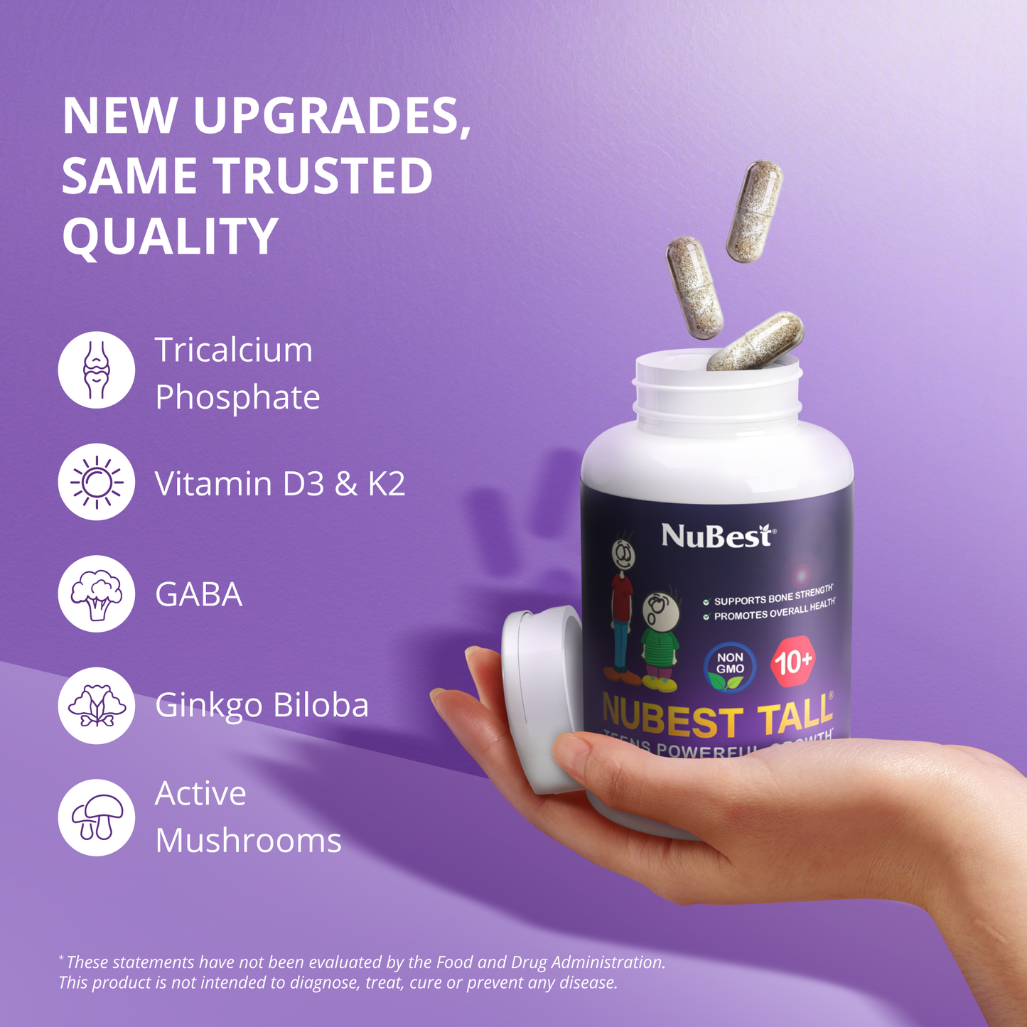 NuBest Tall 10+ Growth Support for Ages 10+ & Teens, 60 Capsules