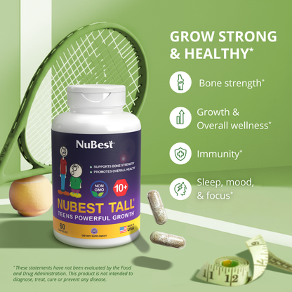 NuBest Tall 10+ Growth Support for Ages 10+ & Teens, 60 Capsules